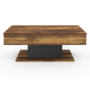 Voir la diapositive 3 : ID MARKET Table basse plateau relevable rectangulaire EDEN bois foncé effet vieilli et noir