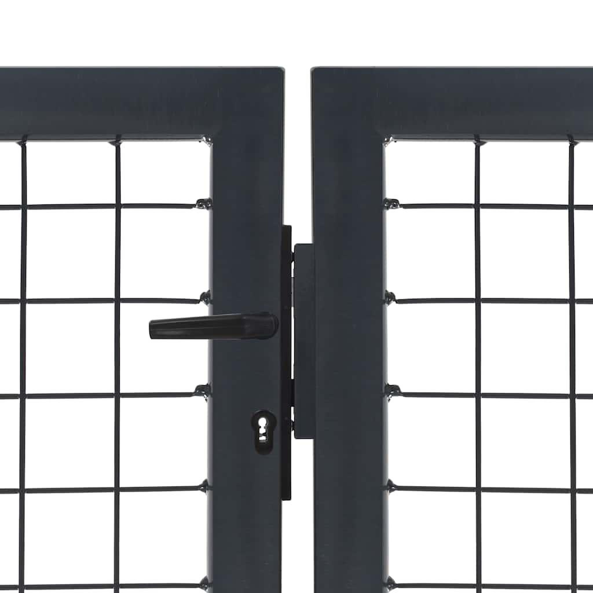 Voir la diapositive 3 : VIDAXL Portail de jardin avec poteaux en acier 350 x 100 cm anthracite