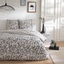 Voir la diapositive 1 : FUTURE HOME Parure de lit 2 personnes feuillage et rayures en coton