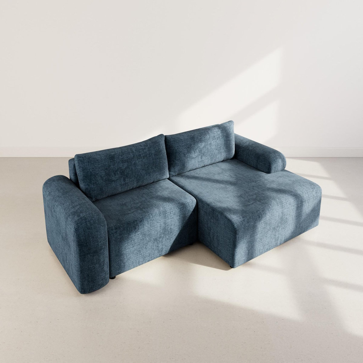 BEST MOBILIER Rebecca - canapé d'angle droit 4 places convertible avec coffre en velours texturé