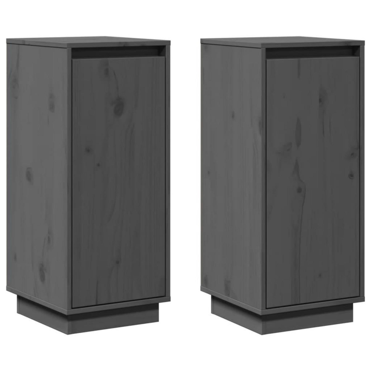 VIDAXL Buffets 2 pcs Gris 31,5x34x75 cm Bois massif de pin
