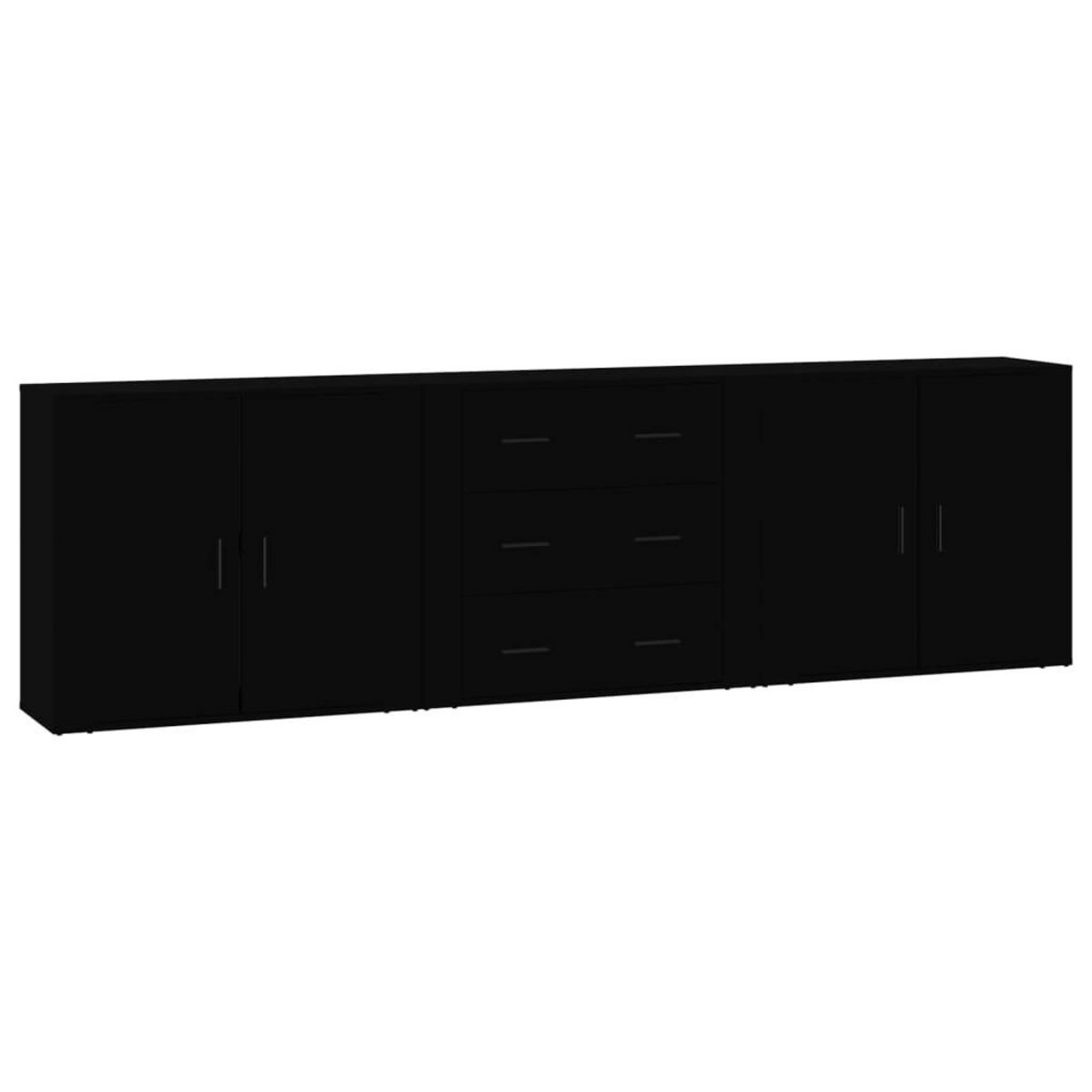 VIDAXL Buffets 3 pcs noir bois d'ingenierie