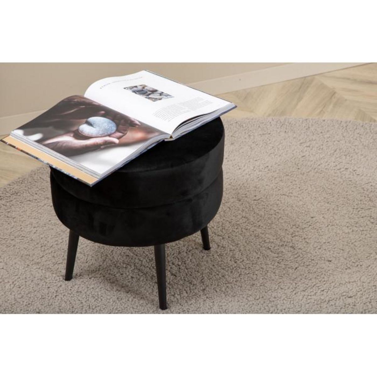 Paris Prix Tapis Rond Bouclette  Teddy  200cm Gris