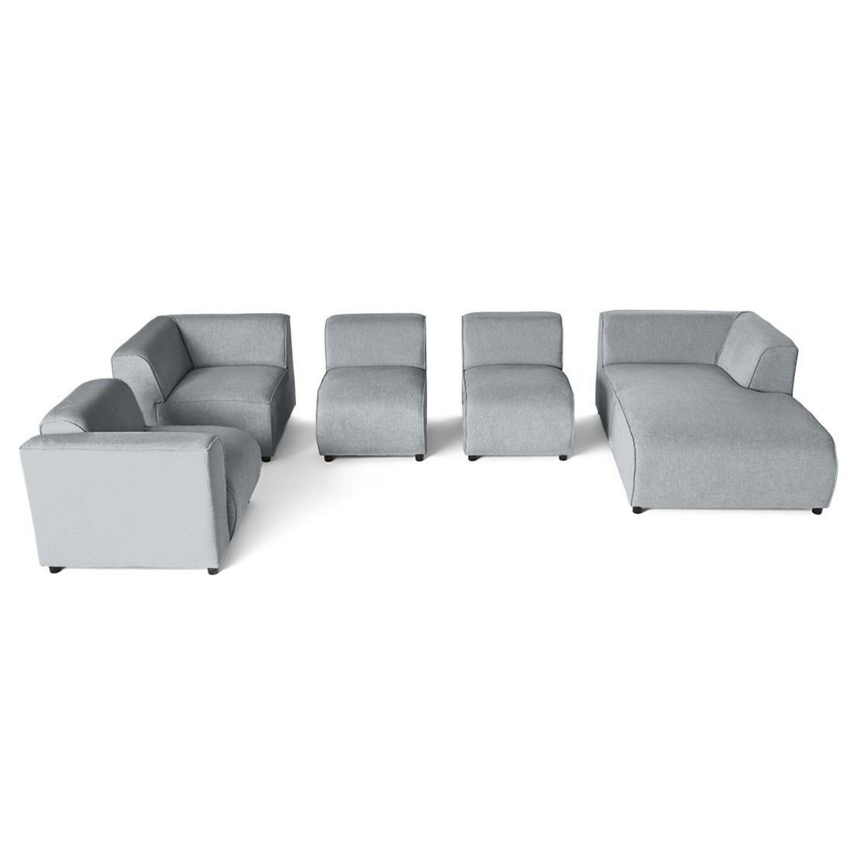 LISA DESIGN Suaro - canapé modulable panoramique d'angle gauche 7 places en tissu texturé