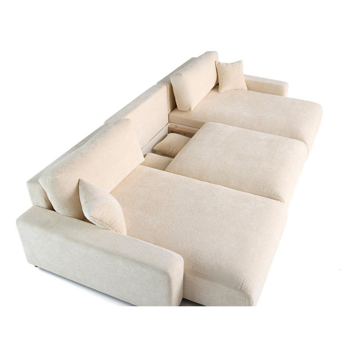 LISA DESIGN Pivoine - canapé panoramique en u - 7 places - convertible avec coffre - en velours texturé