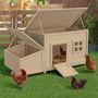 Voir la diapositive 2 : ID MARKET Poulailler toit plat pour poules sur pilotis avec pondoir en bois, capacité jusqu'à 6 poules