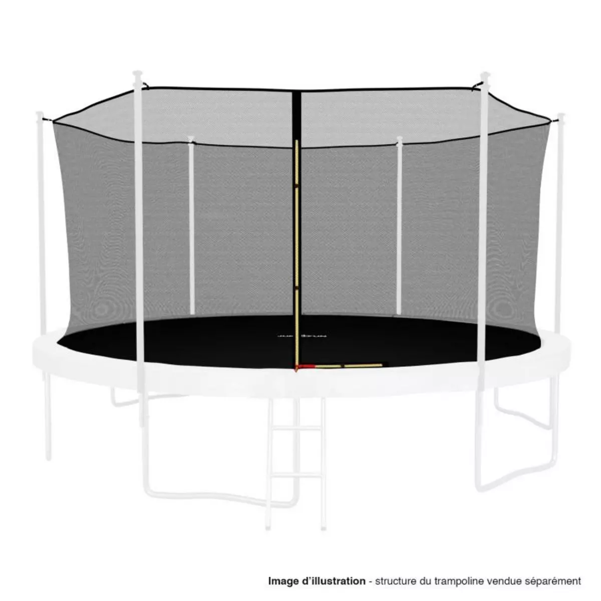 JUMP4FUN Filet intérieur de sécurité pour trampoline avec bouchons hauts de perches et ficelle : ø 14Ft, 6 Perches