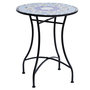 Voir la diapositive 1 : OUTSUNNY Table ronde style fer forgé bistro plateau mosaïque motif fleur métal époxy anticorrosion noir céramique