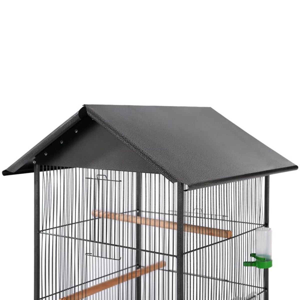 VIDAXL Cage a oiseaux avec toit Acier Noir 66 x 66 x 155 cm