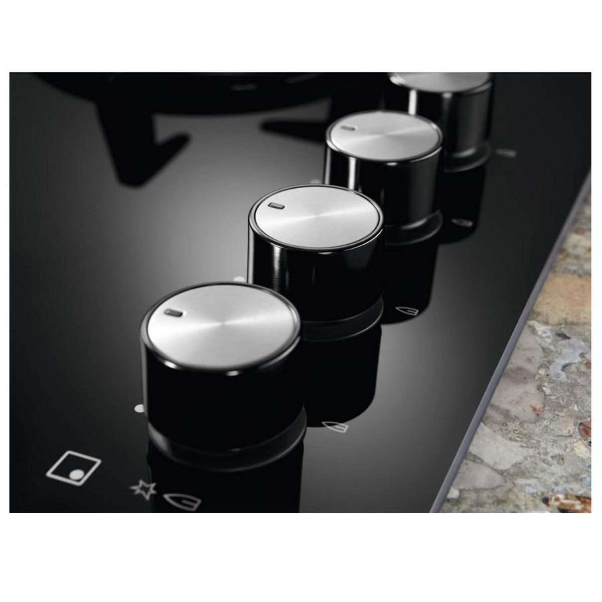 ELECTROLUX Table verre gaz 74cm 5 foyers noir - KGG75362K