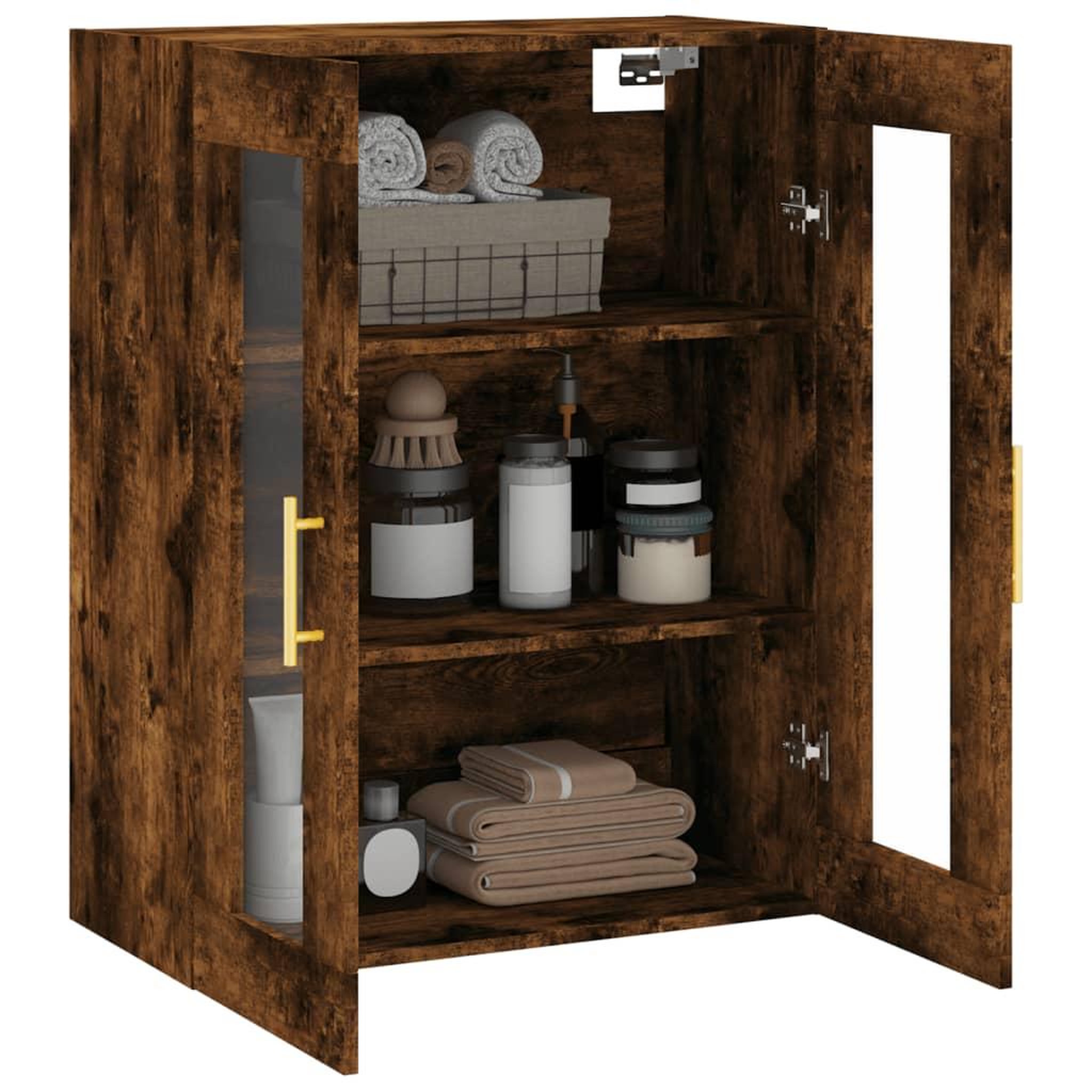 Voir la diapositive 5 : VIDAXL Armoire murale chene fume 69,5x34x90 cm
