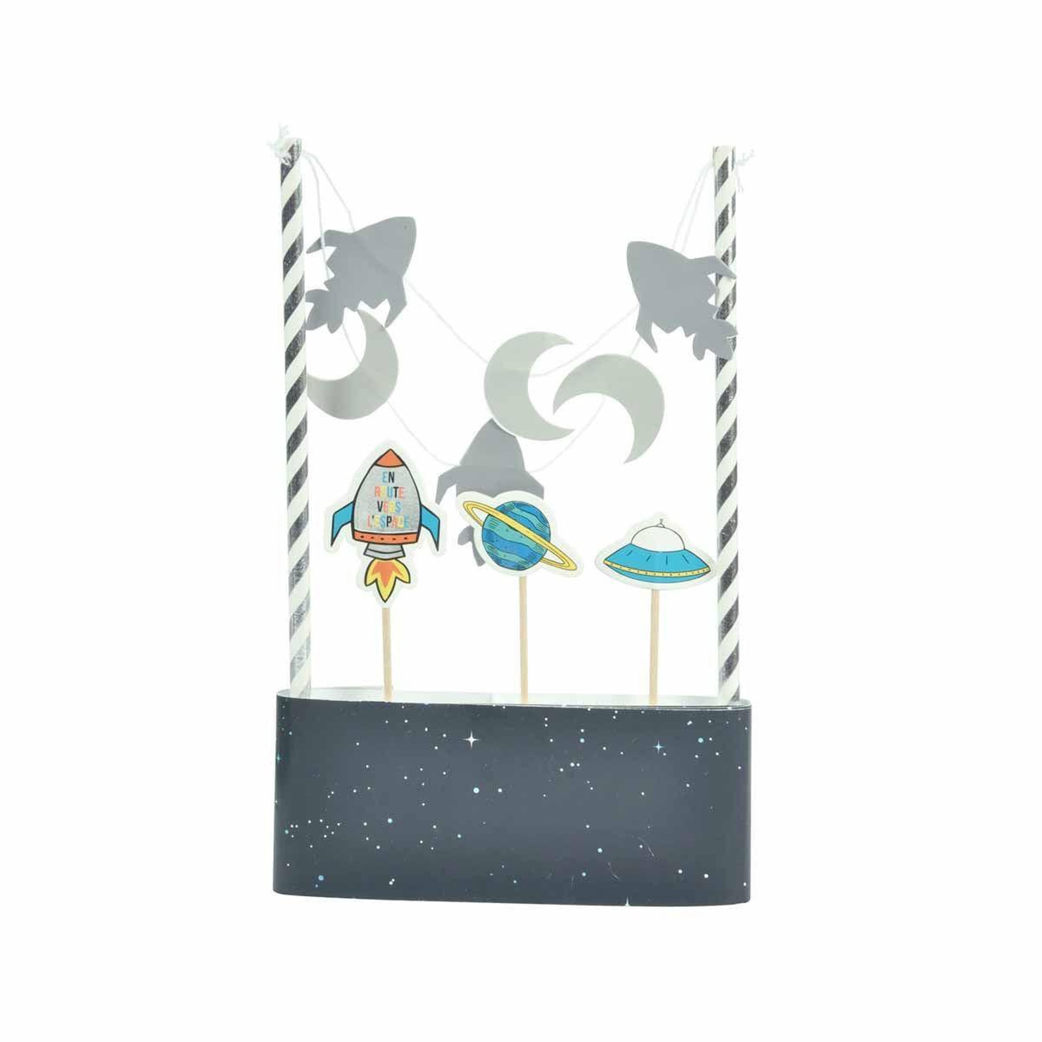 HOMEA Décoration de Gâteau  Espace  25cm Bleu