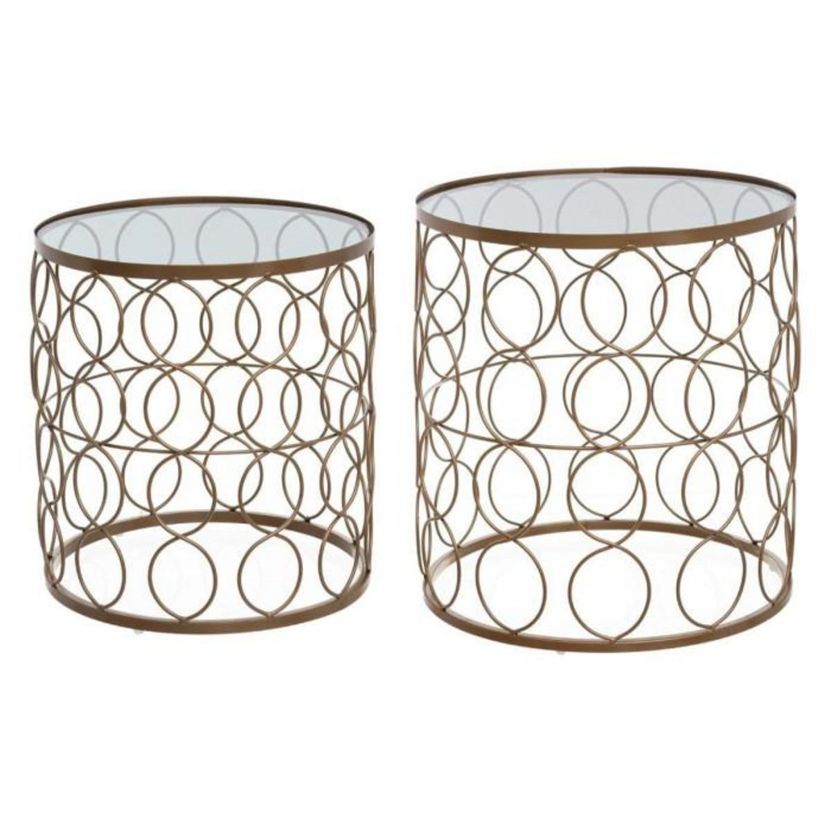 ATMOSPHERA Lot de 2 Tables d'Appoint Design  Archi  44cm Or
