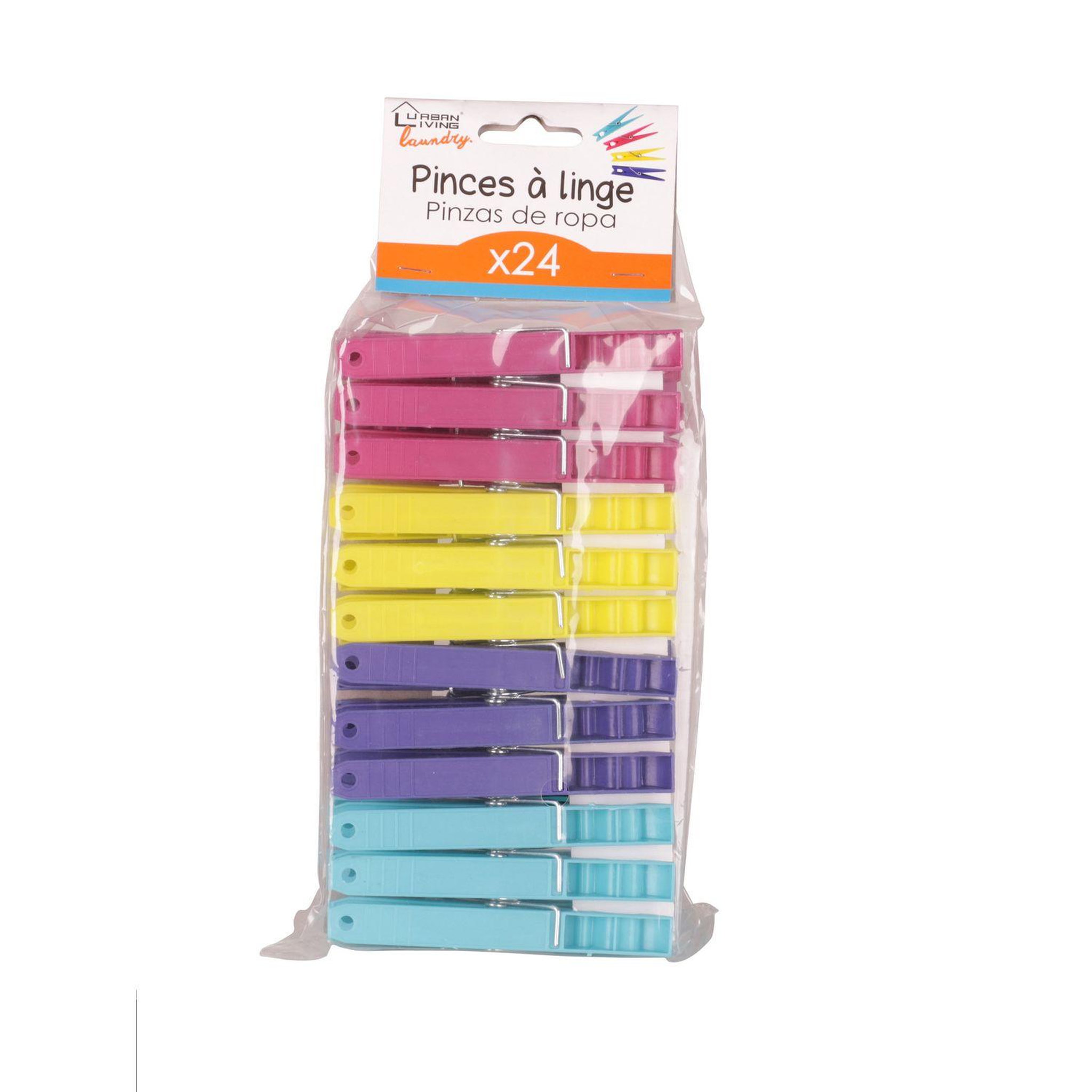 DIVERS 24 Pinces à linge - Plastique - Multicolore