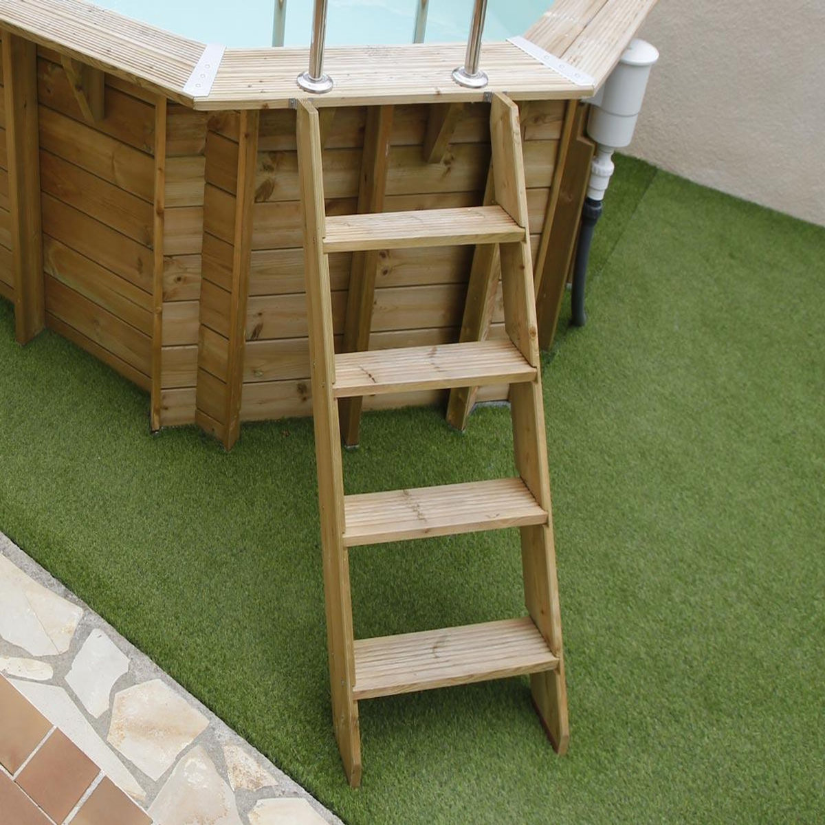 Ubbink Echelle bois extérieure pour piscines bois - Ubbink