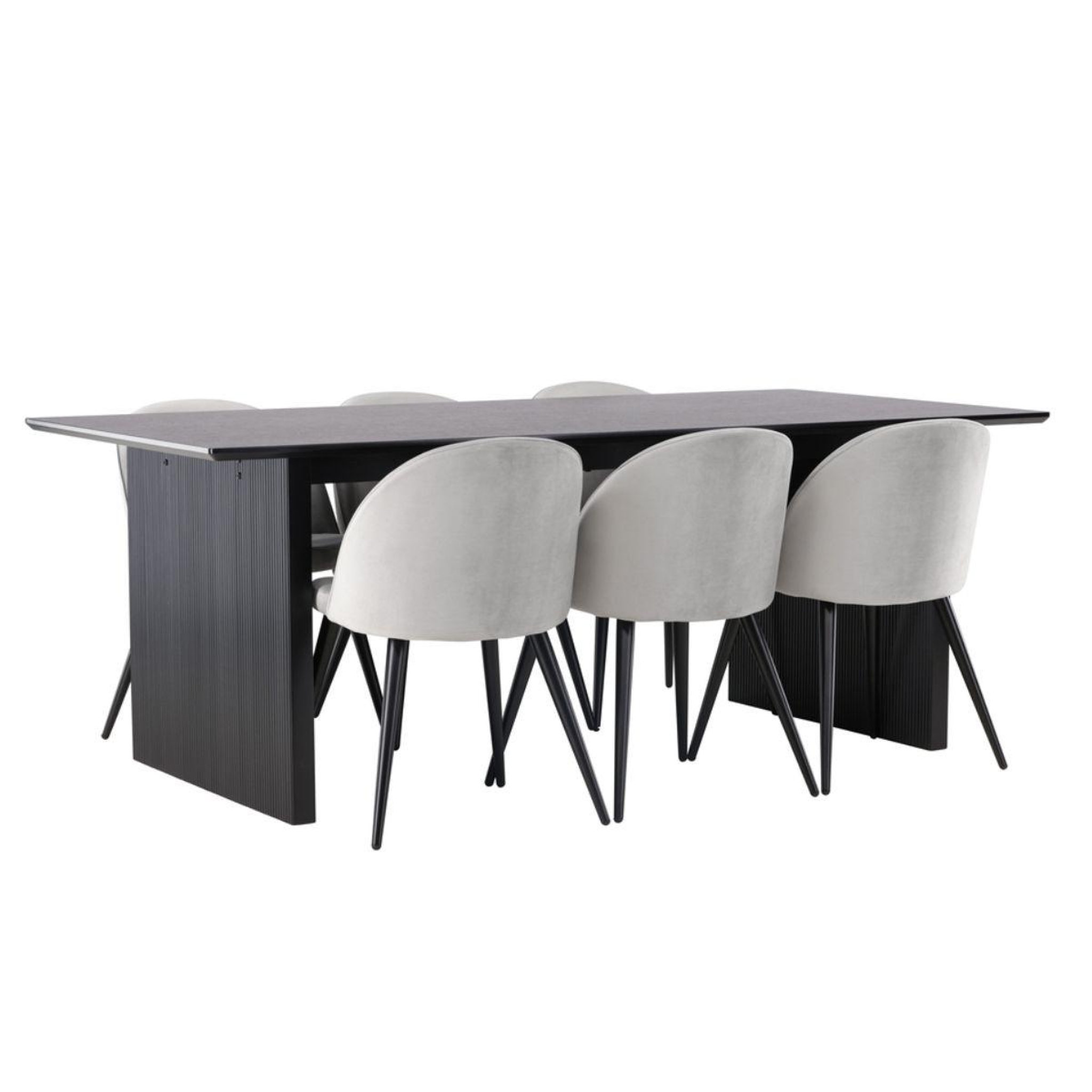 Paris Prix Ensemble table à manger & 6 chaises  vail & velvet  200cm gris & noir