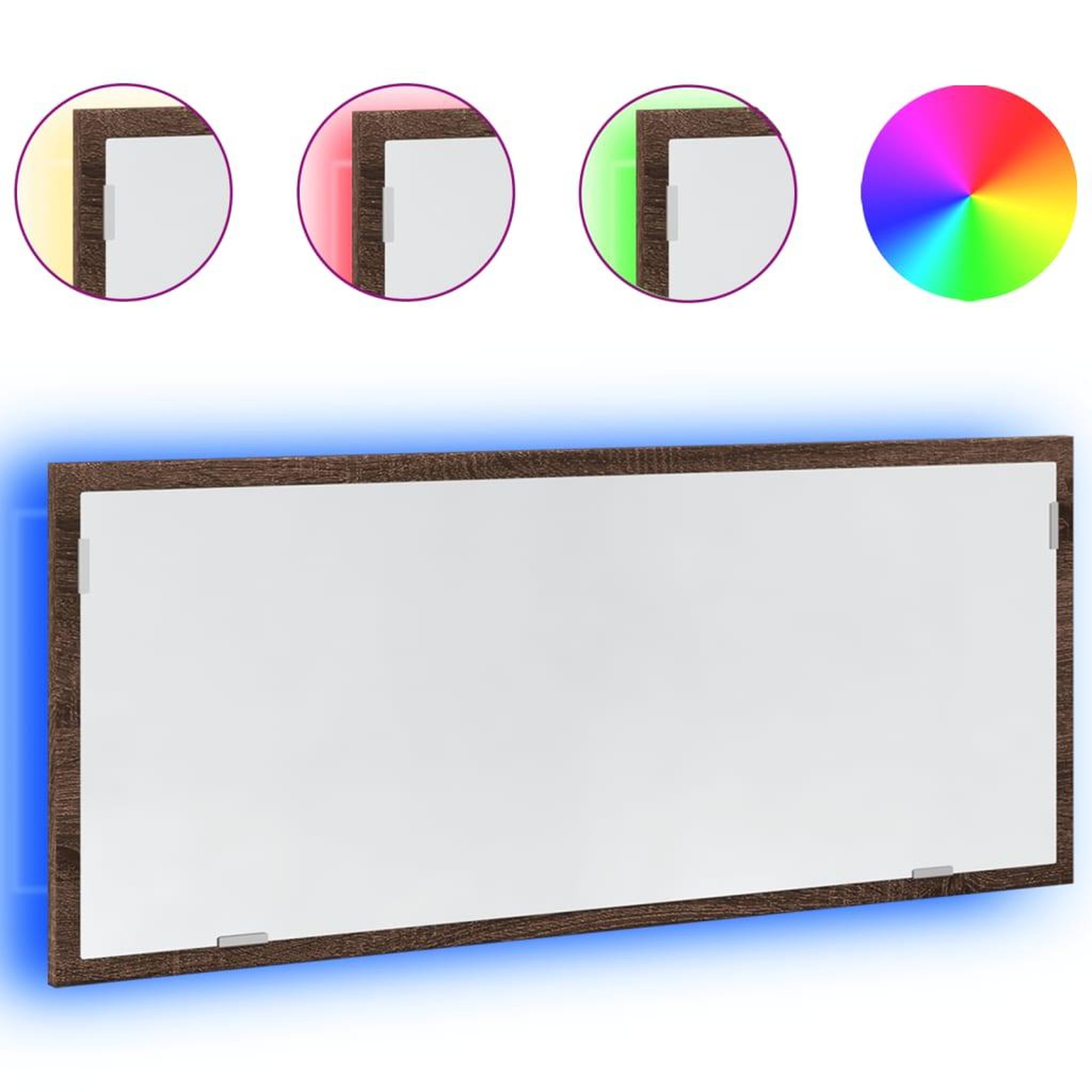 Voir la diapositive 2 : VIDAXL Miroir de salle de bain a LED chene marron bois d'ingenierie