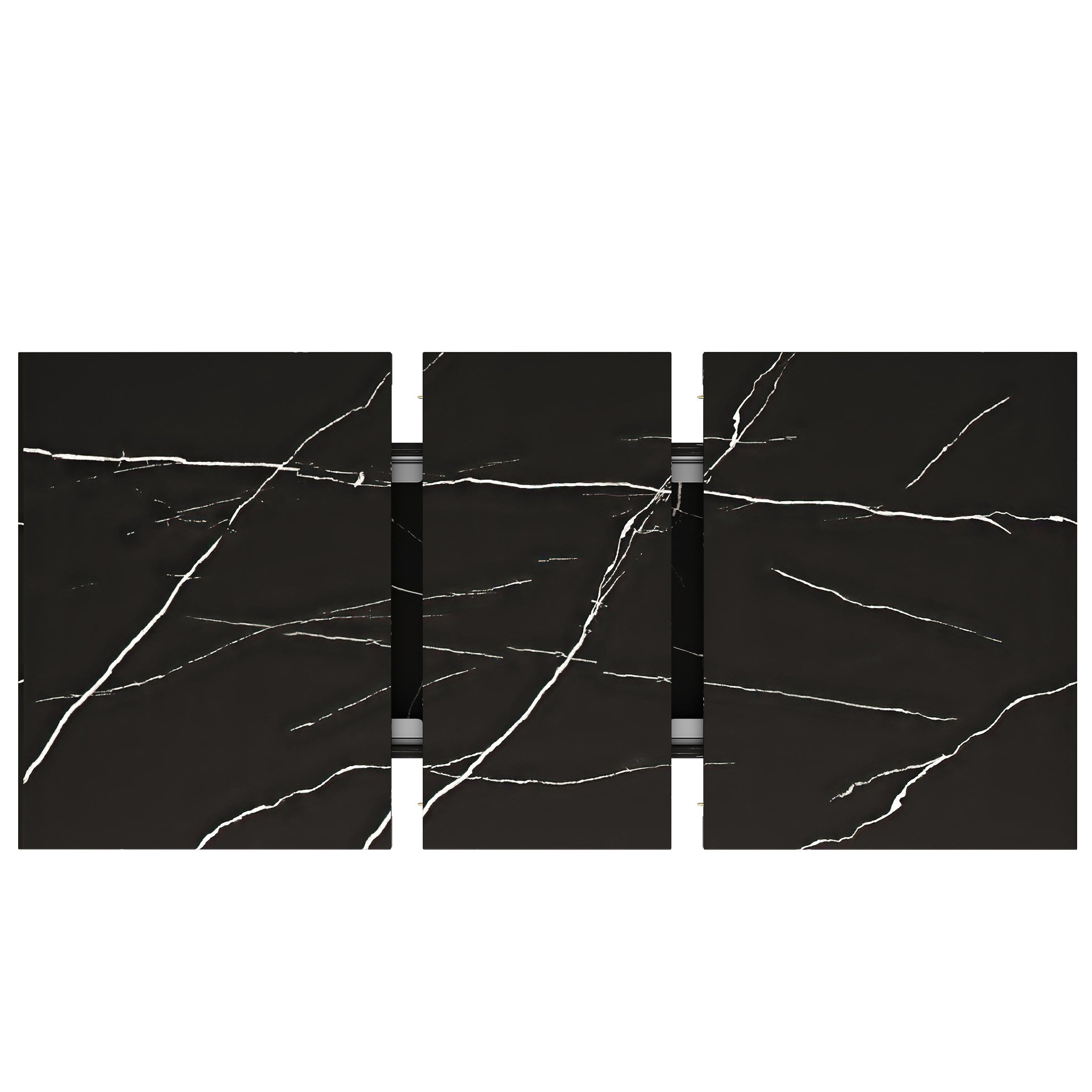 Voir la diapositive 5 : MERAX Table à manger rectangulaire avec allonge noir - 75x120-160max.cm mdf et métal