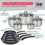 Voir la diapositive 2 : ELO Ensemble de 4 Poêles de cuisson 20, 24, 28 et 32 cm et 5 faitouts 12, 14, 16, 20 et 24 cm Elo Prima Brillant