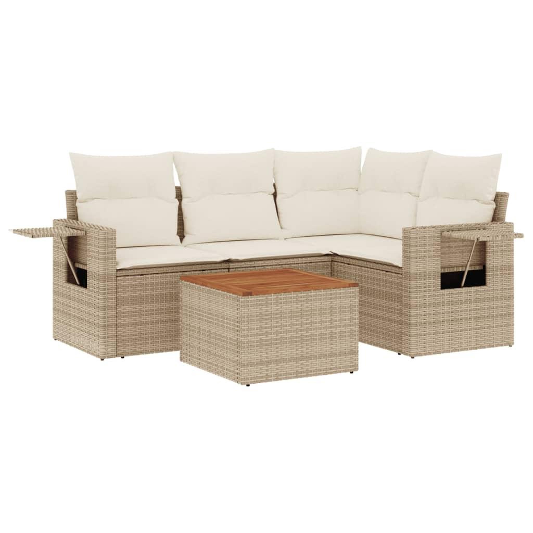 Voir la diapositive 2 : VIDAXL Salon de jardin avec coussins 5 pcs beige resine tressee