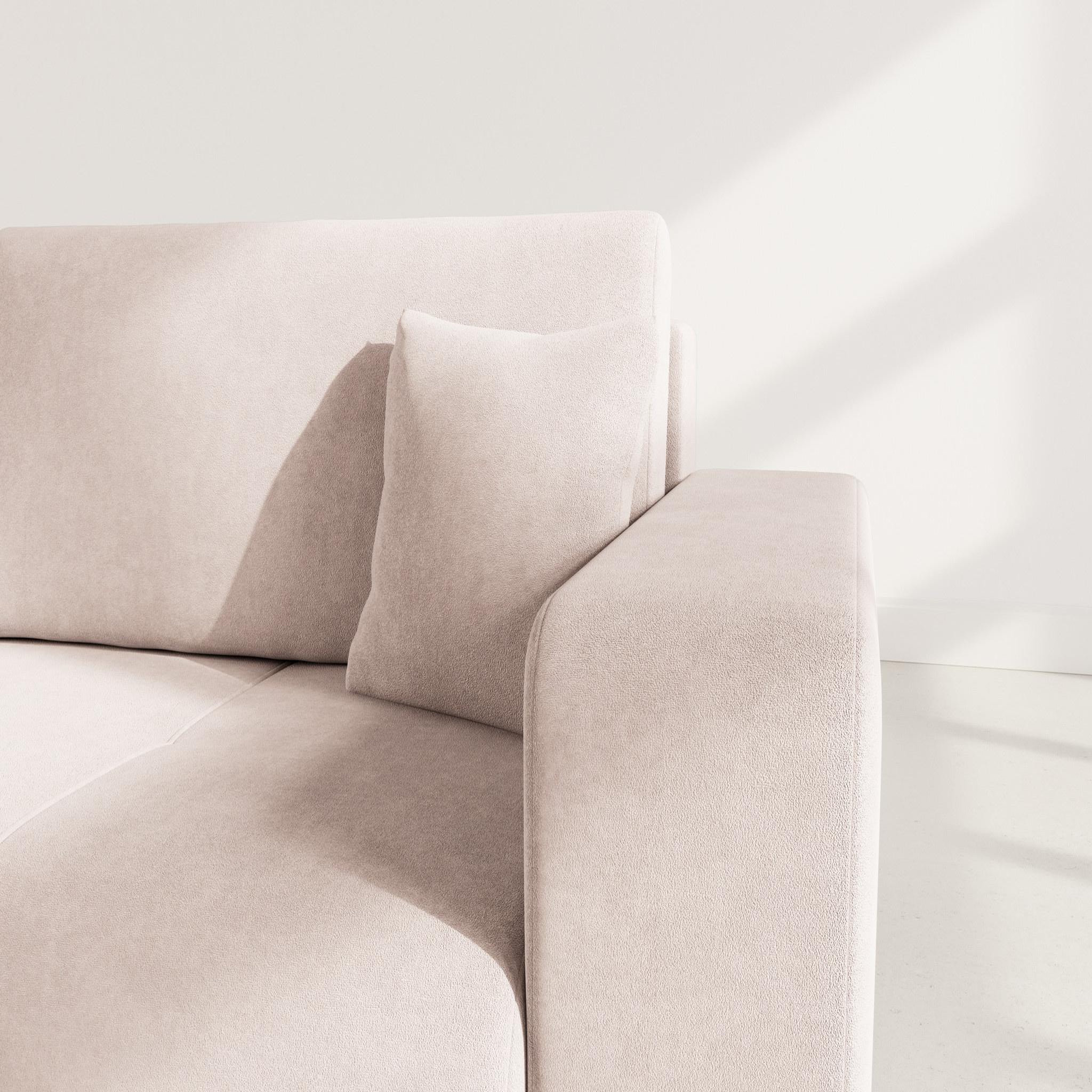 Voir la diapositive 4 : BEST MOBILIER Nicole - canapé droit 4 places convertible avec coffre en tissu
