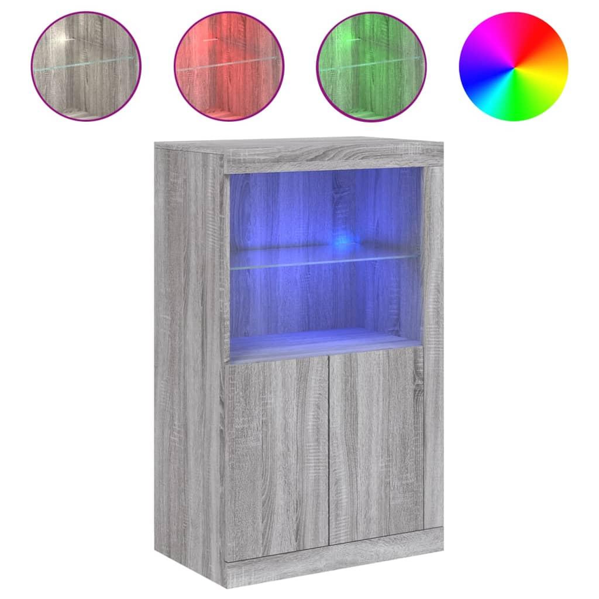 Voir la diapositive 2 : VIDAXL Armoire laterale et lumieres LED sonoma gris bois d'ingenierie