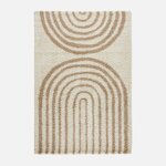 SWEEEK Tapis intérieur shaggy, motifs géométriques arc-en-ciel, beige, poils longs. Coloris disponibles : Beige
