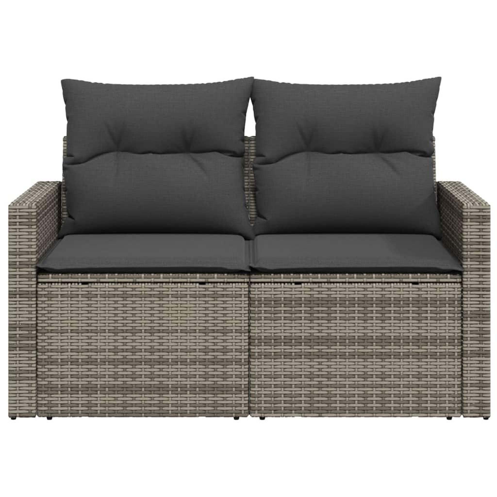 Voir la diapositive 5 : VIDAXL Canape de jardin 2 places avec coussins gris resine tressee