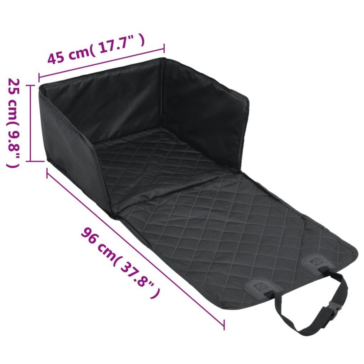VIDAXL Siege de voiture pour chien noir 45x45x25/55 cm