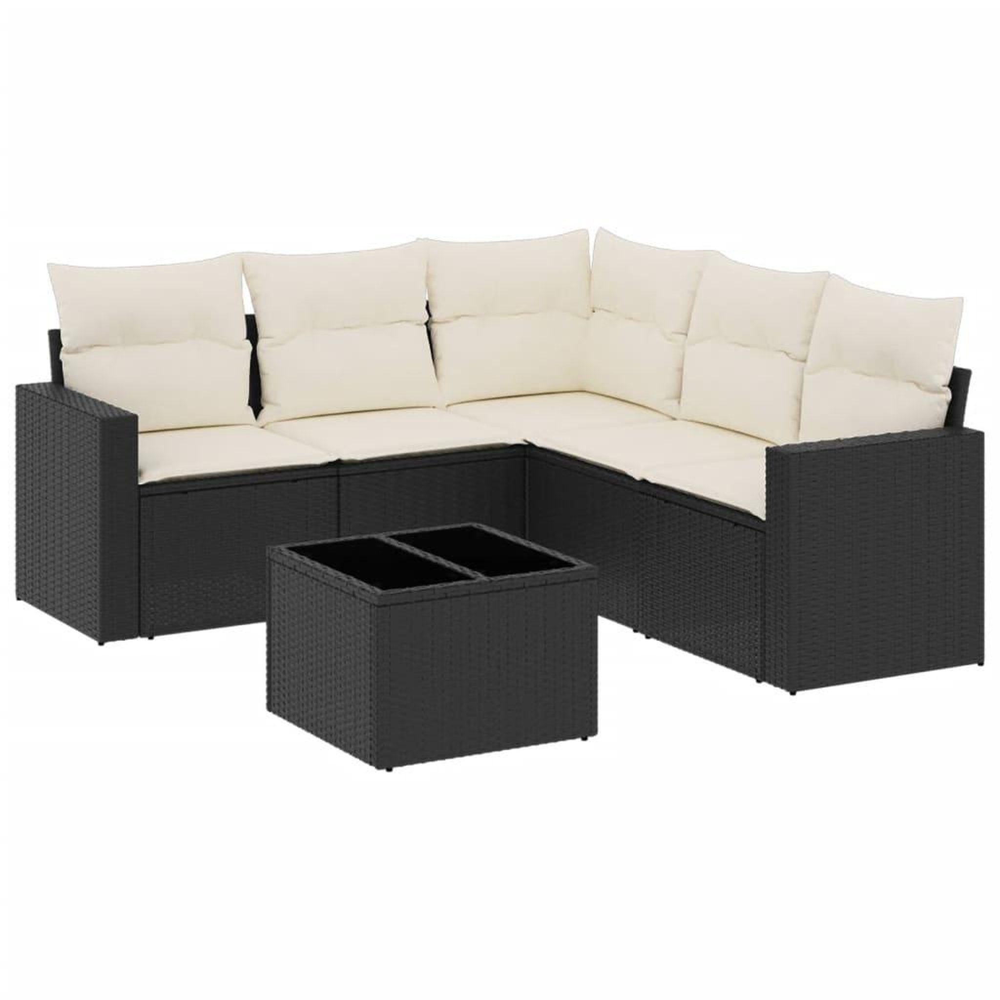Voir la diapositive 2 : VIDAXL Salon de jardin 6 pcs avec coussins noir resine tressee