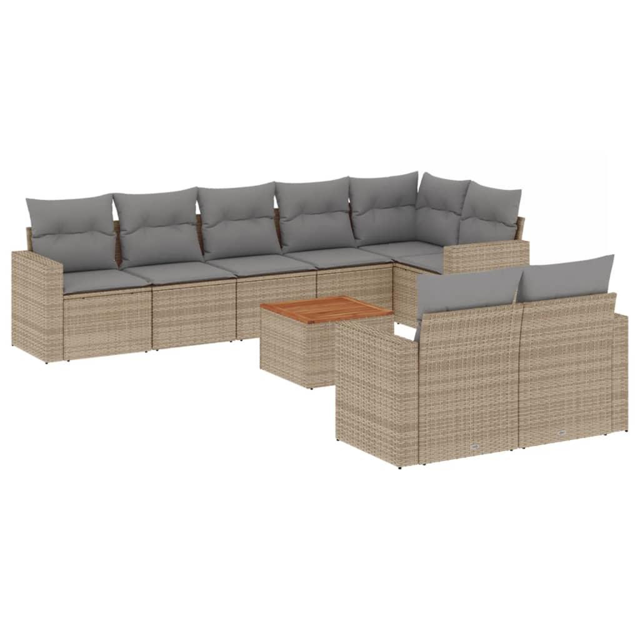 Voir la diapositive 2 : VIDAXL Salon de jardin avec coussins 9 pcs beige resine tressee
