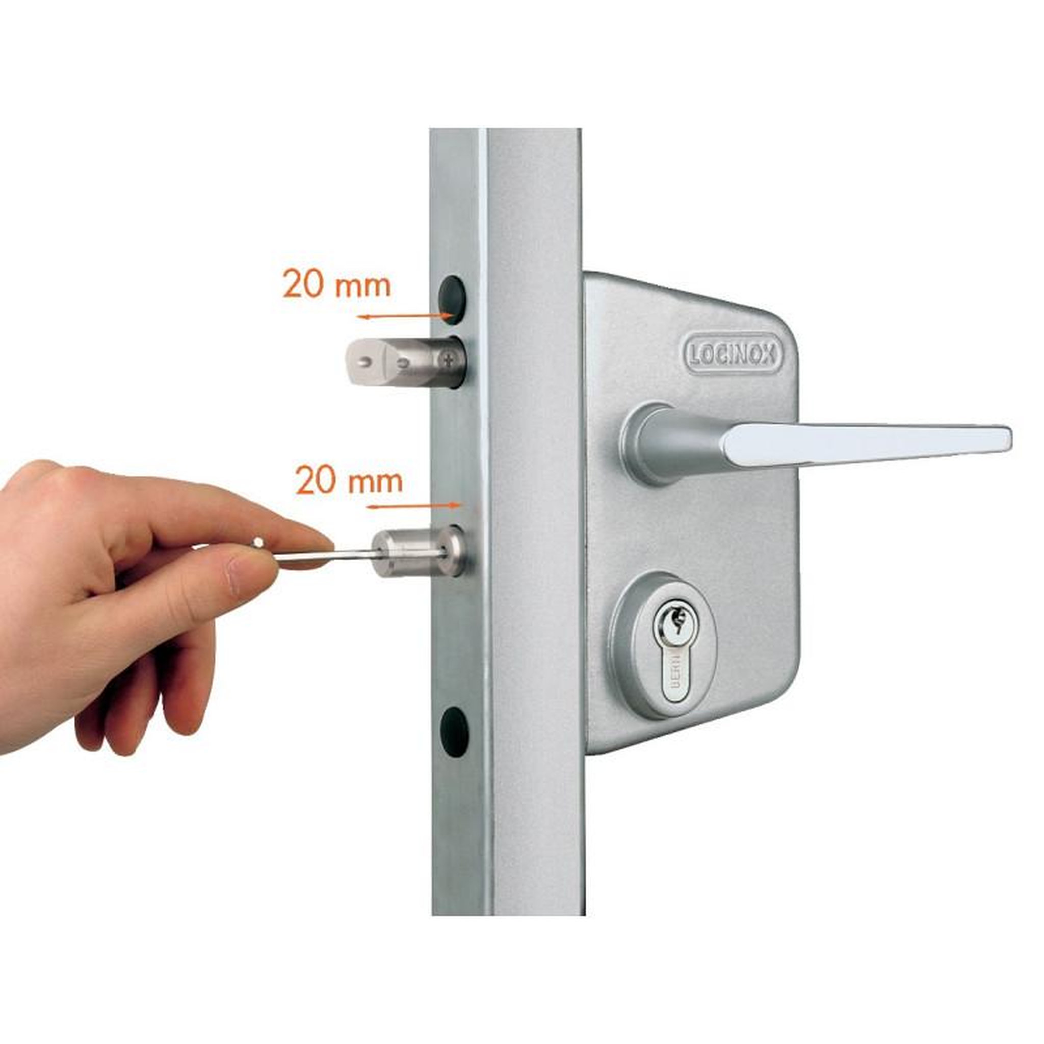 Voir la diapositive 3 : LOCINOX Serrure applique pour portail LAKQ40U2LV pour profil de 40 à 60mm LOCINOX LAKQ4040U2L6005VSZM