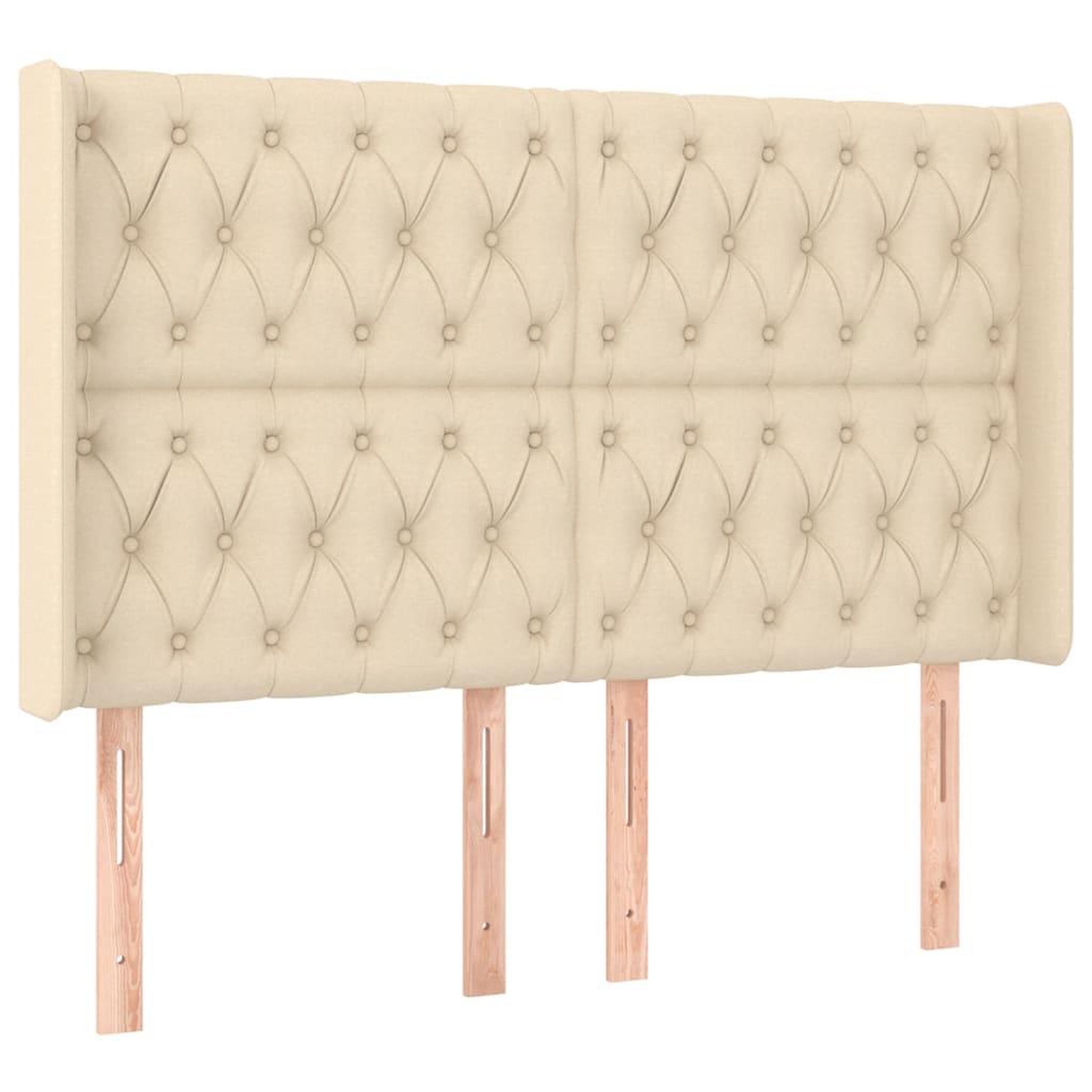 Voir la diapositive 2 : VIDAXL Tete de lit avec oreilles Creme 163x16x118/128 cm Tissu