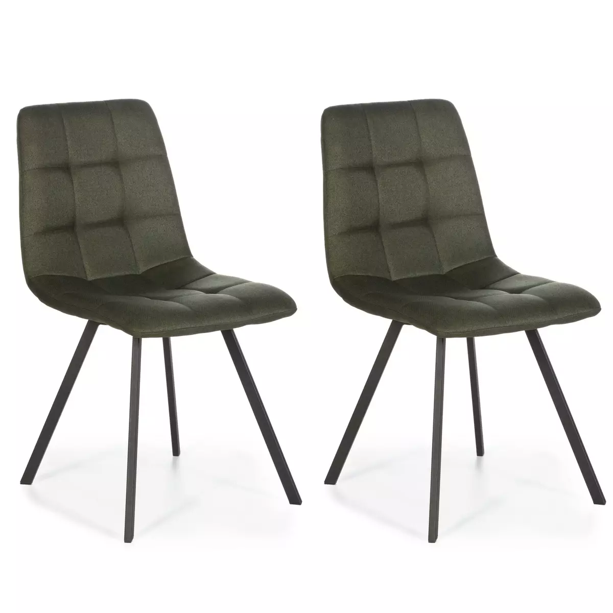 VS VENTA-STOCK Set de 2 chaises Salle à Manger Mila Tapissées Vert, 58 cm x 45 cm x 90 cm