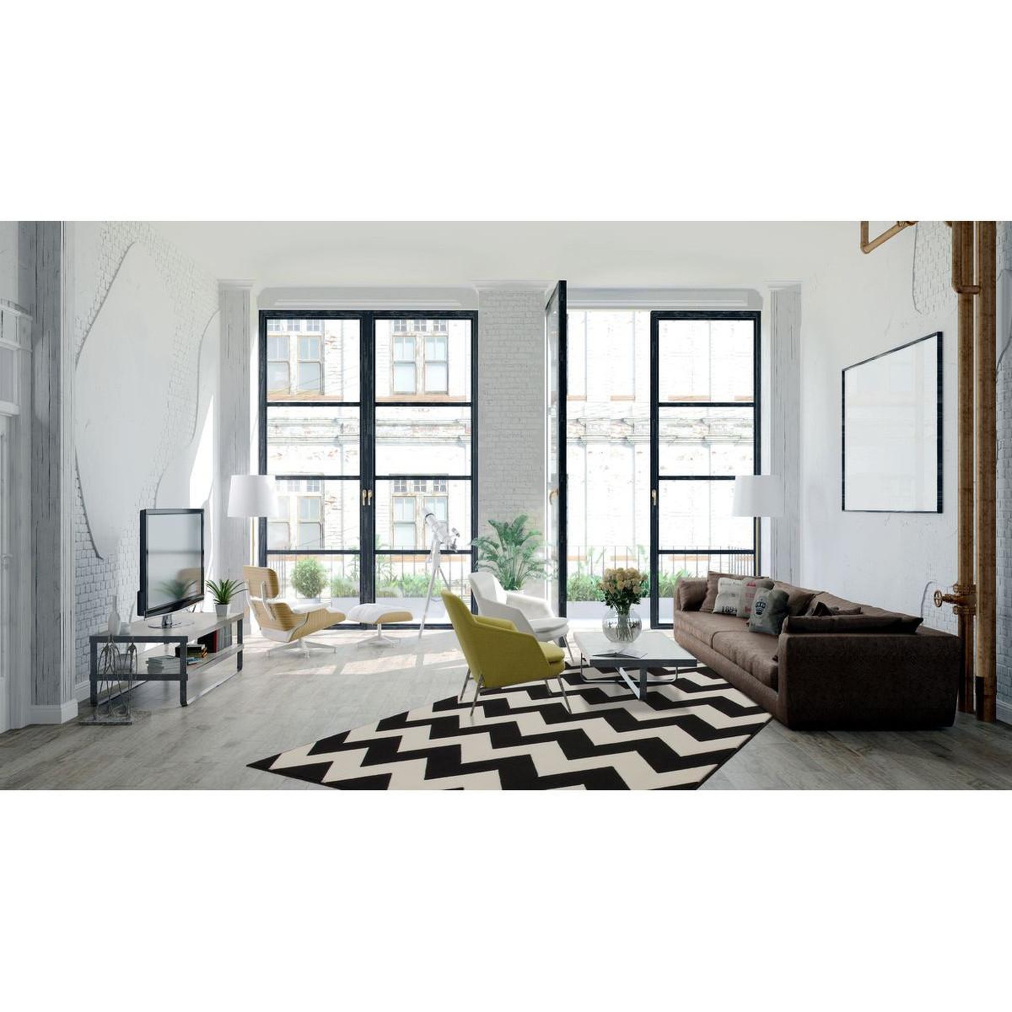 Voir la diapositive 3 : Paris Prix Tapis de couloir géométrique  manolya  80x250cm noir