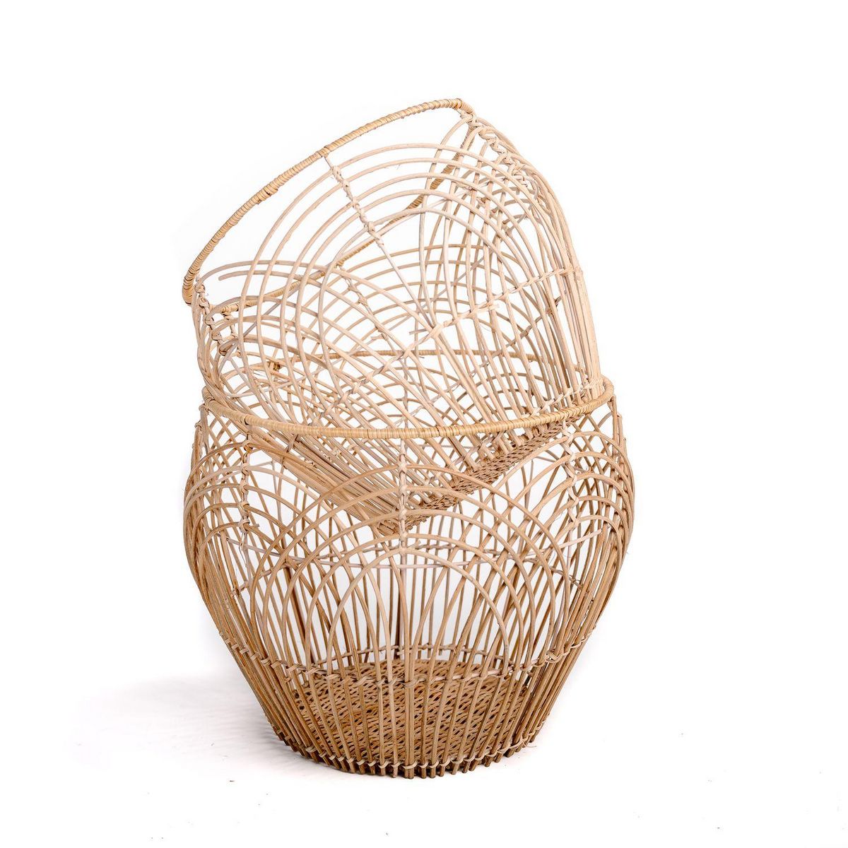 KB8 Set de 2 corbeilles tressés en rotin et métal - Beige