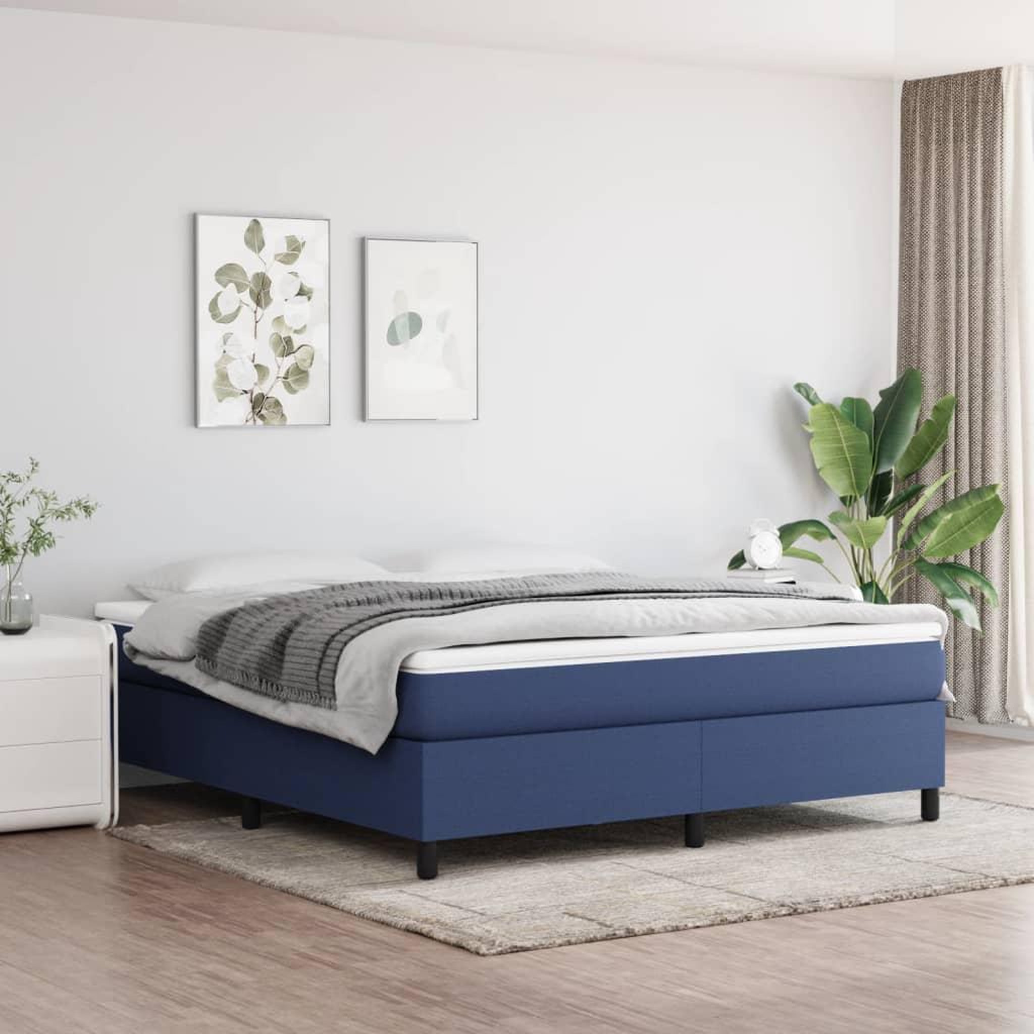 Voir la diapositive 1 : VIDAXL Sommier a lattes de lit avec matelas Bleu 180x200 cm Tissu