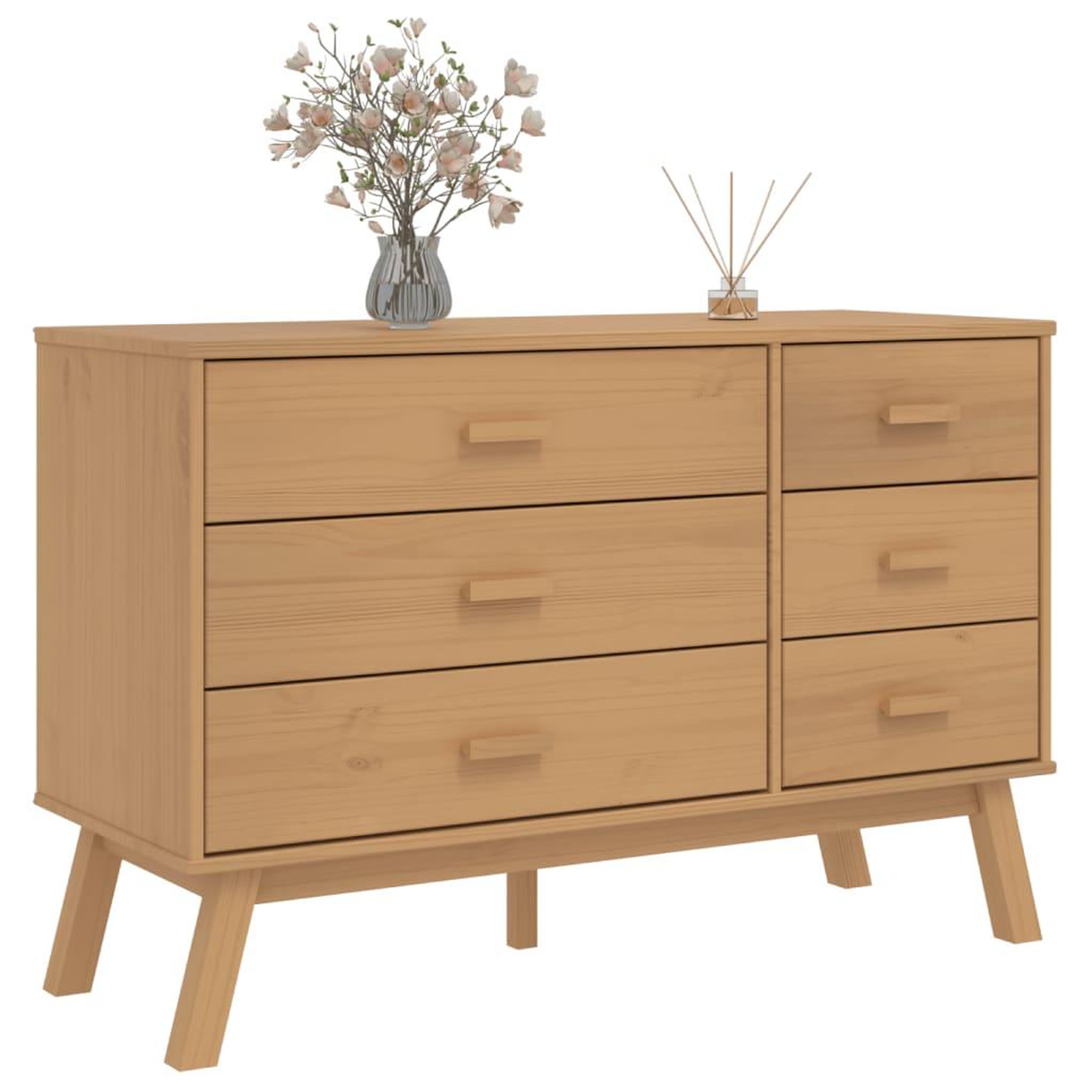 Voir la diapositive 4 : VIDAXL Armoire a tiroirs OLDEN marron bois de pin solide