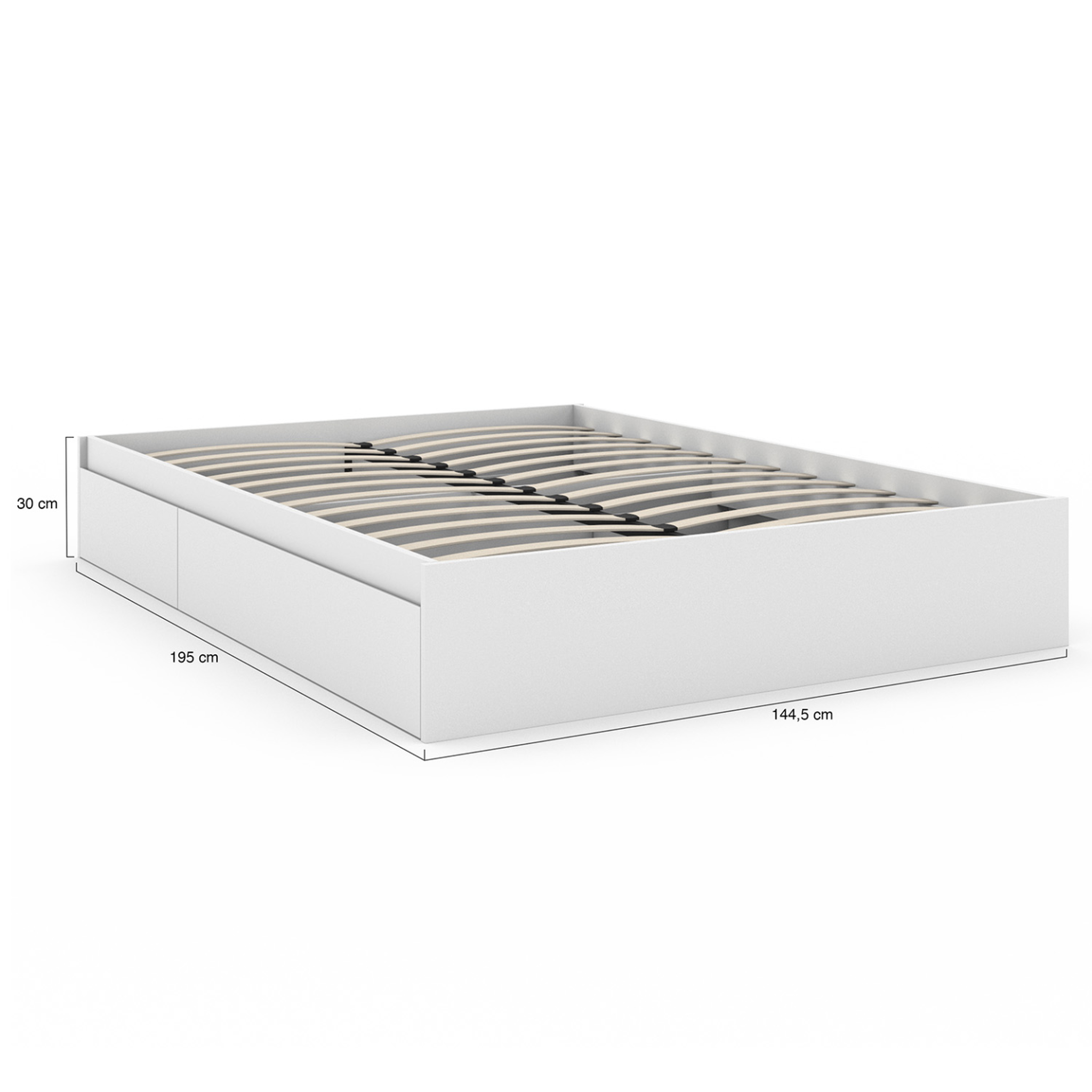 Voir la diapositive 5 : ID MARKET Cadre de lit double tomi 4 tiroirs avec sommier 140 x 190 cm blanc