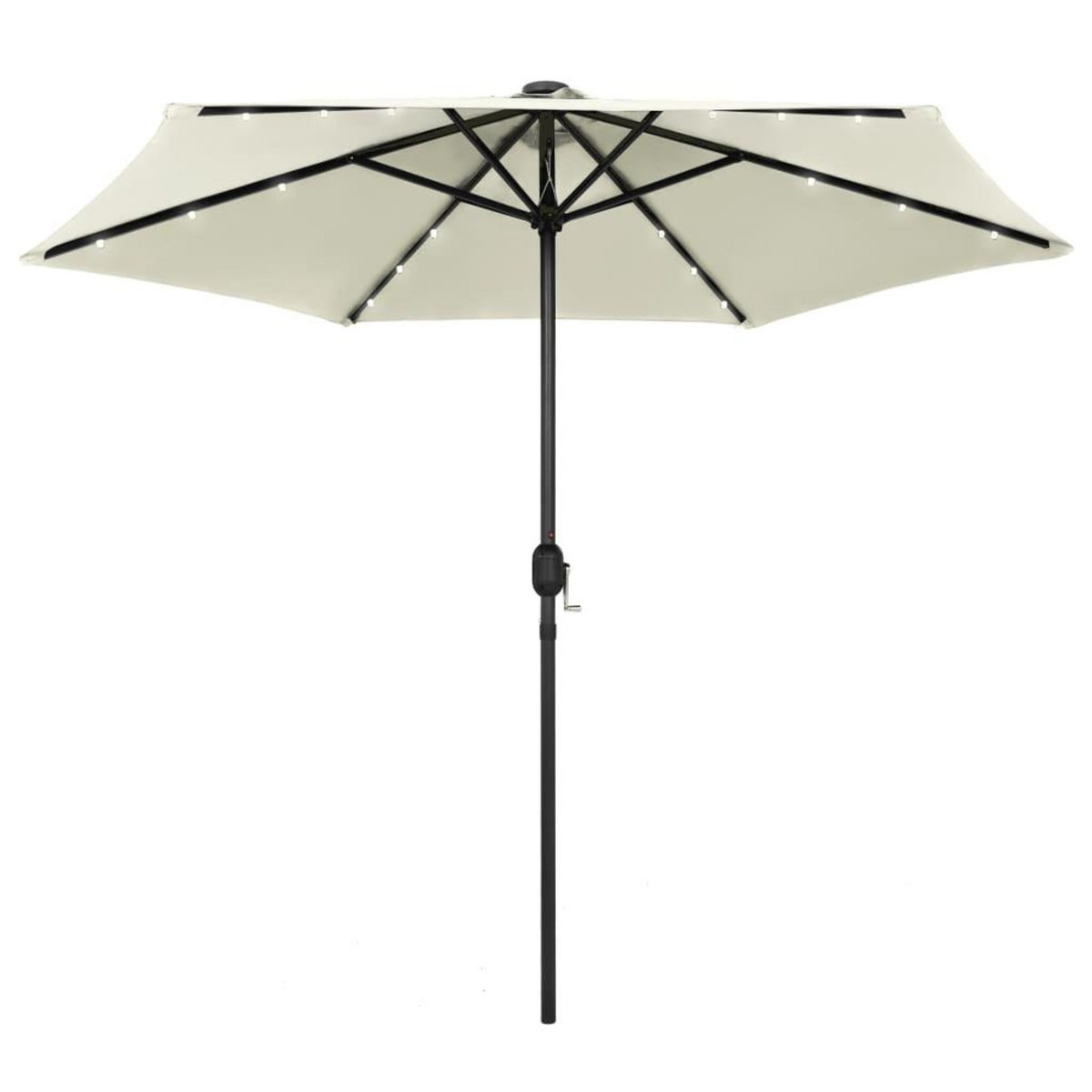 VIDAXL Parasol de jardin et lumieres LED mat en aluminium blanc sable
