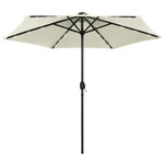 VIDAXL Parasol de jardin et lumieres LED mat en aluminium blanc sable