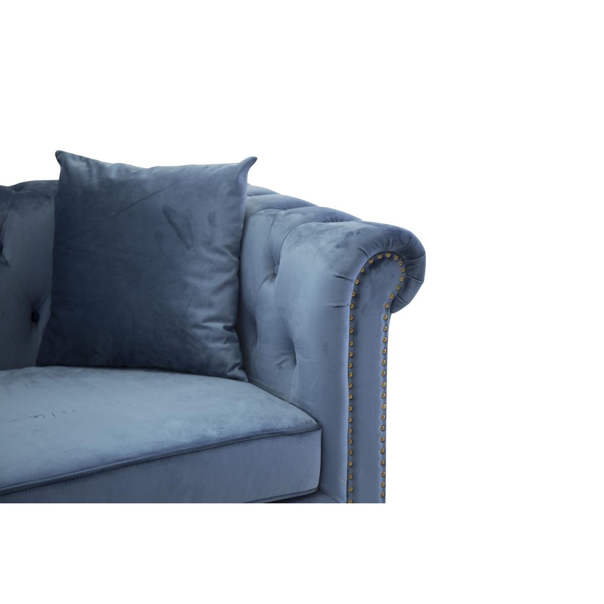 Voir la diapositive 2 : Paris Prix Canapé 3 places en velours  chesterfield  217cm bleu