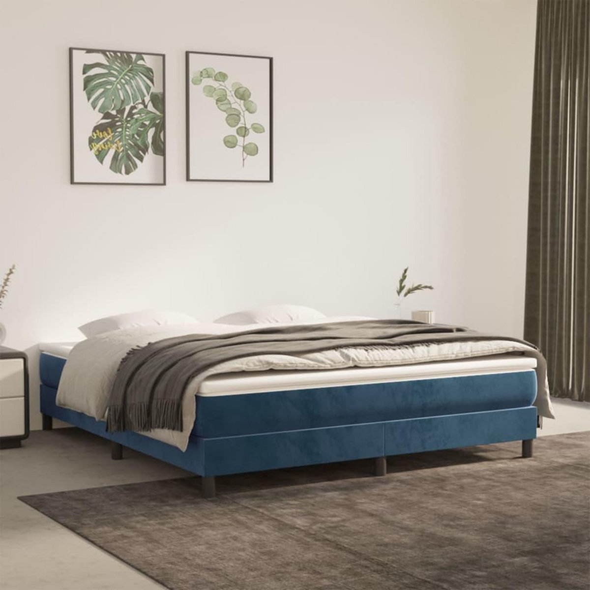 VIDAXL Matelas de lit a ressorts ensaches Bleu fonce 160x200x20 cm