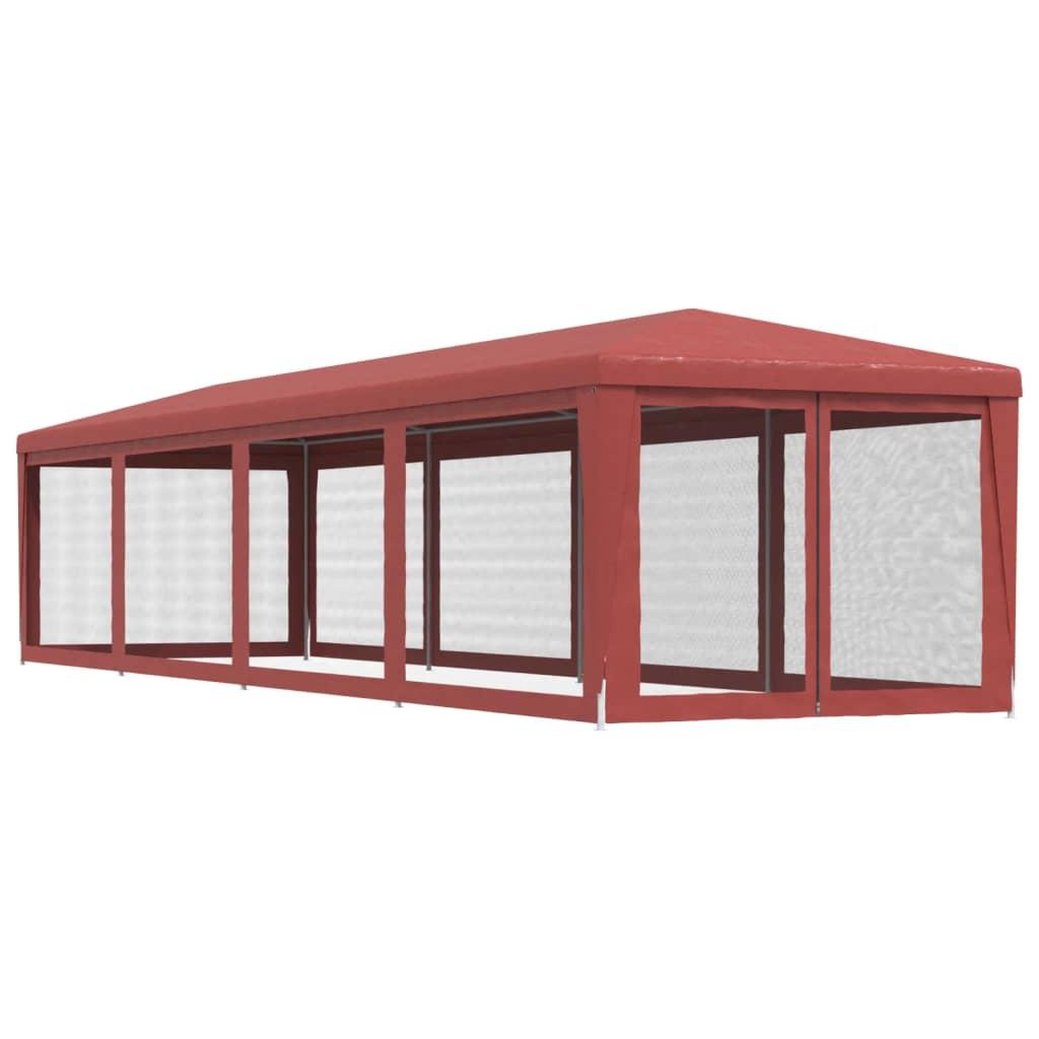 Voir la diapositive 5 : VIDAXL Tente de fete 10 parois laterales en maille Rouge 3x12 m PEHD