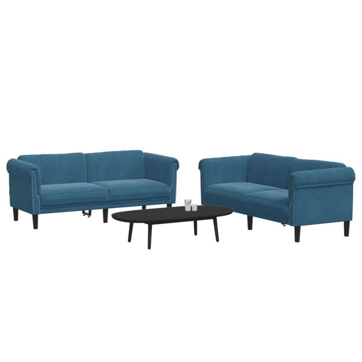 VIDAXL Ensemble de canapes 2 pcs bleu velours