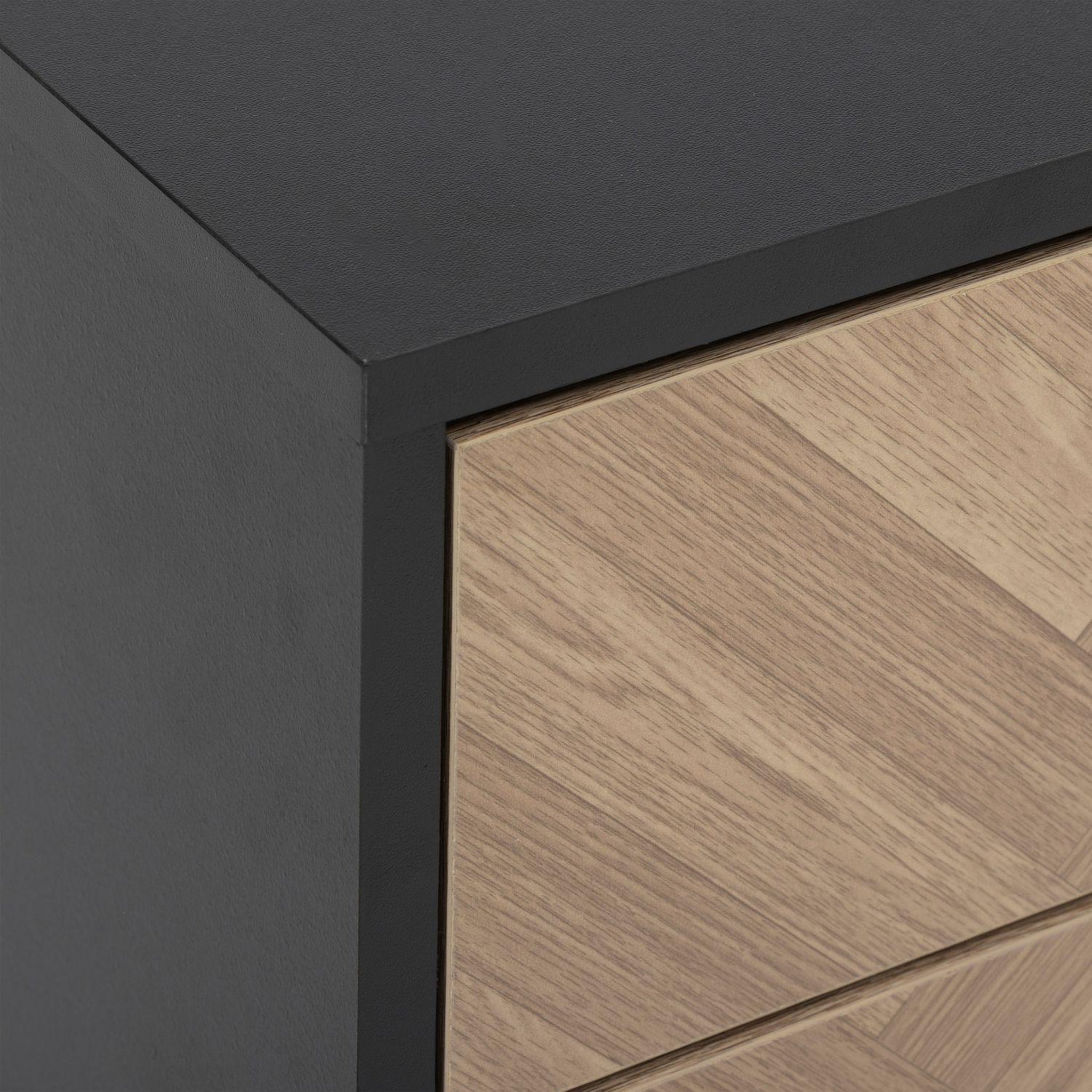 Voir la diapositive 5 : FIVE Table de chevet 2 tiroirs chevron en bois élone - noir