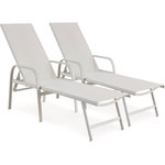 Habitat et Jardin Lot de 2 Bains de soleil en métal avec accoudoirs  Farniente  - Blanc