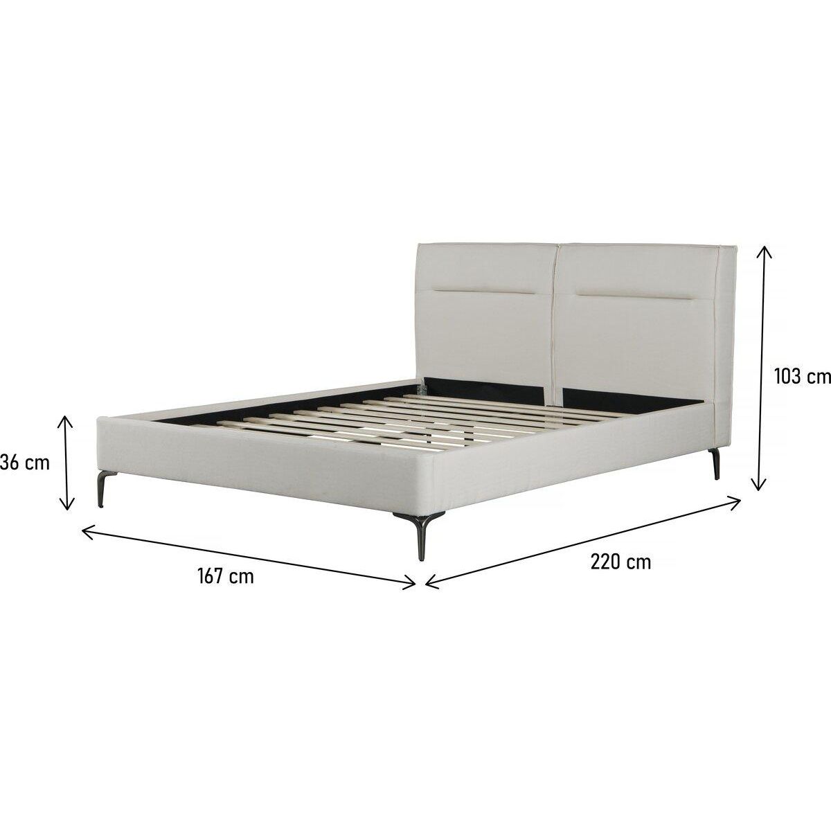 Habitat et Jardin Lit double en tissu design  Moritz  - 160 x 200 cm - Beige