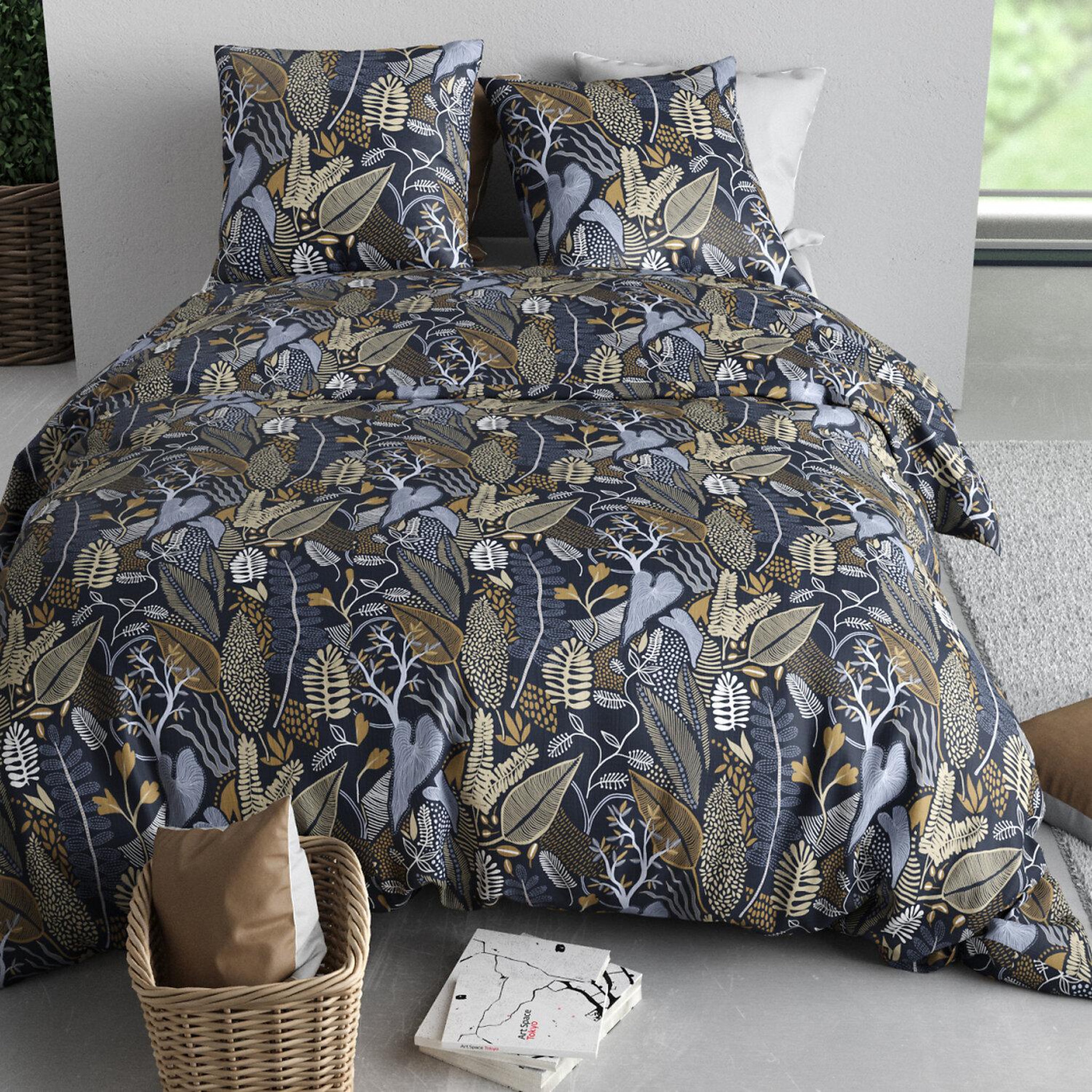 Voir la diapositive 3 : ATELIER DU COTON Parure housse de couette imprimée 100% coton 57fils emali
