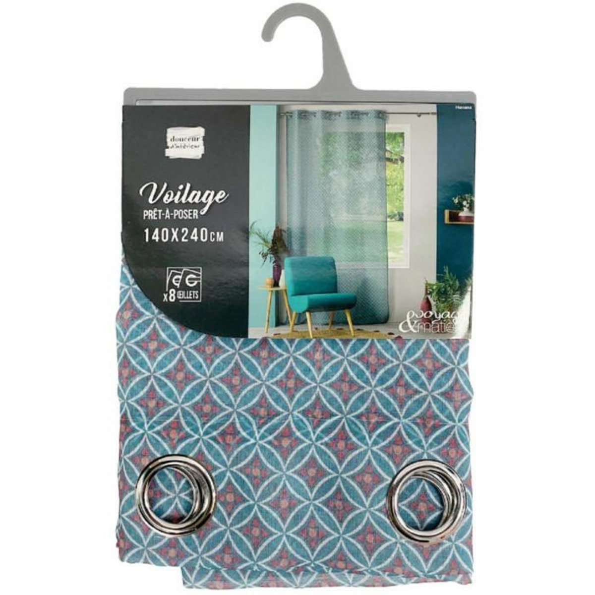 Paris Prix Rideau Voilage à Œillets  Havana  140x240cm Menthe